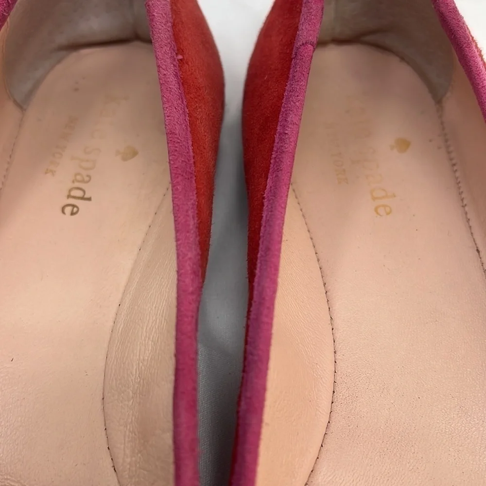Kate Spade Sz 7 Coral Pink Suede Ballet Slippers Flats Slip on Shoes